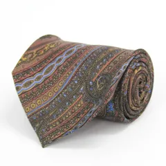 ランバン ブランド ネクタイ 総柄 ペイズリー 幾何学模様 シルク PO メンズ ブラウン LANVIN 【中古】