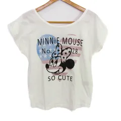 ディズニー 半袖Ｔシャツ プリントT ミニーマウス トップス 白 レディース Lサイズ ホワイト×ブラック×ピンク Disney 【中古】