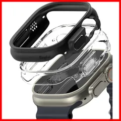 Watch 【Ringke】Apple Ultra/Ultra 2 ケース SLIM PC 耐黄変 耐衝撃 超薄型 衝撃吸収 保護ケース アップルウォッチ ウルトラ 2 スマートウォッチ スリムケース - Clear & Matte Black (2個入り)