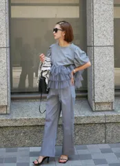 おりおり様専用！【新品】ボリュームチュールフリルデザイントップスグレー●BeBeoD Frene Myu ELFRANK エシカ Mila Owen tocco closet