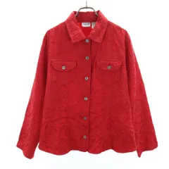CHICO'S チコズ 00s オールド 長袖 ジャガード ワークシャツ 1 レッド バラ総柄 レディース 古着
