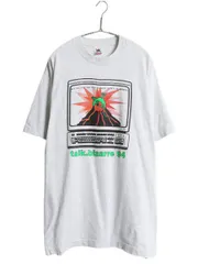 【お得なクーポン配布中!】 90s USA製 メッセージ イラスト プリント Tシャツ メンズ XL 古着 オールド 大きいサイズ グラフィック シングルステッチ ヘビーウェイト