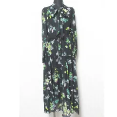 未使用 24AW GRACE CONTINENTAL グレースコンチネンタル フラワープリントボウタイ付ワンピース ドレス 0124331101 36 ブラック レディース 古着 中古 USED