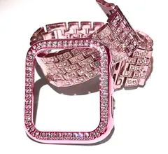 Apple Watch キラキラ　ステンレスバンド　アップルウォッチカバー　ケース&ベルトセット　ピンク
