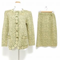 極美品)ジュン アシダ 花柄ジャガード スーツセットアップ シルク 