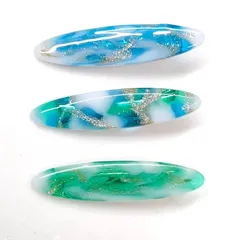 【No.33】ヘアクリップ3点セット　ブルー　グリーン　ハンドメイド