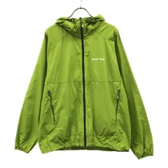 mont-bell モンベル ロゴプリント ウインドブラスト パーカ ナイロンジャケット M グリーン アウトドア 1103242 収納袋付 メンズ 古着