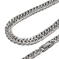 喜平ネックレス　ステンレス　鏡面　6面ダブル　幅8ミリ　45cm/50cm/55cm/60cm/65cm/70cm　中折れ留め具 マイアミ キューバン　プレゼント　メンズネックレス　レディースネックレス