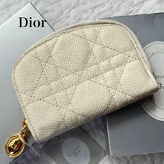 美品 Christian Dior クリスチャンディオール カナージュ 6連キーケース コインケース ラウンドファスナー 白 ゴールド金具 レザー 箱付き