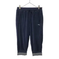 プーマ ロゴ刺繍 パイル ハーフパンツ XL ネイビー PUMA 7分丈 スウェット トレーニング レディース