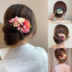 和風ヘアアクセサリー コーム 小さめ フラワー 花 簡単装着 在庫限り！ 5色展開 オレンジ 赤 レッド ピンク 水色 紫色 七五三 卒園式 卒業式 入学式 入園式 結婚式 お呼ばれ 二次会 和服 着物 ドレスにもOK!  レディース ヘアアクセサリー 和装