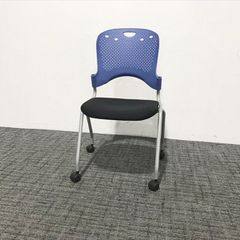 平行スタッキングチェア ミーティング 会議  ブルー ブラック 