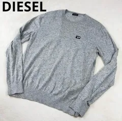 DIESEL ディーゼル　ニット　セーター　薄手　グレー　Dロゴ　オーバーサイズ　薄手　ニット　セーター　正規品 dロゴ　ワッペン　オーバーサイズ アウター　スウェット　トレーナー　ストリート 古着　メンズ　レディース