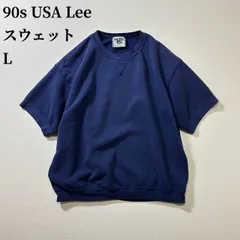 90s USA Lee　半袖スウェット　プルオーバー　リー　ネイビー　L 古着