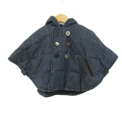 ミキハウス DOUBLE.B ポンチョ ジャケット 女の子 アウター ベビー 男の子用 70-90サイズ ネイビー MIKIHOUSE 【中古】