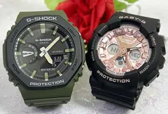 恋人たちのGショックペアウオッチ G-SHOCK BABY-G  ペア腕時計 カシオ 2本セット アナデジ GA-2110SU-3AJF  BA-130-1A4JF ラッピング無料  メッセージカード手書きします  ブラックピンクゴールドクリスマス プレゼント