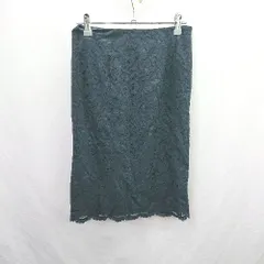 ◇ ⊂ NATURAL BEAUTY BASIC 膝下丈 タイト 総柄レーススカート サイズXS ネイビー系 レディース E  【1506300021756】