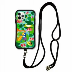 [iPhoneXR(テンアール)] スマホショルダー付 iPhone14 i-coronケース アイフォン15 14 Plus 13 Mini 12 11 スマホケース カバー ショルダーストラップ 肩掛け 斜め掛け アニマル柄 カエル ハーフ ハスの葉 お昼