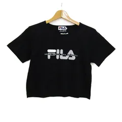 フィラ 半袖Ｔシャツ トップス クロップドT ロゴT 未使用品 レディース Mサイズ 黒×グレー×白 FILA