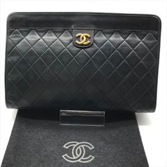 美品 CHANEL シャネル ココマーク マトラッセ ラムスキン レザー クラッチ レディース ブランド バッグ 鞄 かばん ブラック 黒 a8229