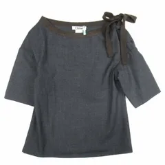 美品 クロエ CHLOE ボックスシルエット ウール ブラウス リボン ボートネック 半袖 シャツ プルオーバー カットソー 34 グレー/レディースのサムネイル