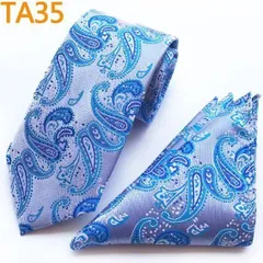 ネクタイ　ポケットチーフ　格安　 2点セット　ペイズリー柄　結婚式　発表会　パーティー　イベント　ダンスパーティー　バーテンダー　卒業式　卒園式　入社式　入学式　七五三祝い　成人式　ビジネス　シルバー色　ライトブルー色　ブルー色　メンズネクタイ　チーフ　2点