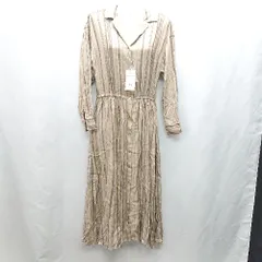 ◇ ⊂◎●未使用● AZUL BY MOUSSY ストライプ柄 長袖 ロング ワンピース サイズS ベージュ レディース E  【1412090018824】