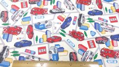 トミカ、生地幅110cm×長さ100cm、クリーム