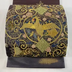 点描織 細密織 とみや織物 紹巴 全通袋帯 未仕立て品 正倉院 孔雀 動物 
