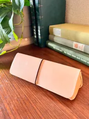 本革レザー　メガネケース、サングラスケース　【ハンドメイド】手縫い、ヌメ革