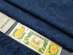 平和屋着物■結城紬　草花文　証紙付き　正絹　逸品　CAAR4737ev
