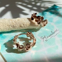 【 両耳 】【 ハワイアンジュエリー 】 プルメリア フープ ワンタッチ ピアス ( ピンクゴールド ) サージカルステンレス SUS 316L / 金属アレルギー対応 ニッケルフリー / 錆びない / ギフト