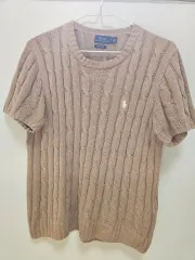レディース ポロ Ralph Lauren(ラルフローレン) ケーブル ニット 半袖 M 茶色