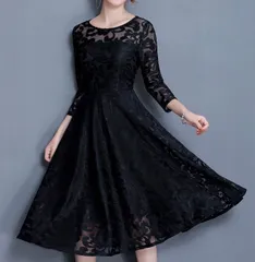 【新品】ワンピース ドレス 総レース パーティー 二次会　結婚式 　ブラック　綺麗　きれい