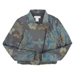 美品 Dries Van Noten ライカ期 総柄ポリシルク デザインライダースジャケット アウター レディース 36 90’s00’S アーカイブ