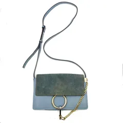 Chloe クロエ　FAYE フェイ　ショルダーバッグ  斜め掛け　レザー　革　ライトブルー　系　チェーン