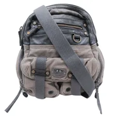 美品 DIESEL ディーゼル ショルダー バッグ クロスボディ 斜め掛け カバン 鞄 ダメージ加工 ヴィンテージライク レザー カーキ メンズ レディース 古着 中古 USED