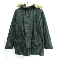 ビームス モッズコート アウター 中綿ジャケット ジャンパー ファー付き メンズ Lサイズ グリーン BEAMS 【中古】