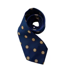 CHANEL シャネル ネクタイ ブルー マスタード シルク イタリア製 花 ドット 総柄