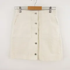 ユニクロ UNIQLO スカート ミニ 台形 コーデュロイ ストレッチ オフホワイト 白 61 *T576