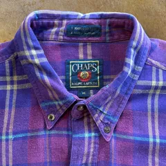 80〜90s CHAPS RALPH LAUREN チェックフランネルシャツ パープル