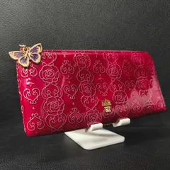 【美品】アナスイ ANNA SUI ローズハート 長財布 レディース ラウンドファスナー ブランド レザー エナメル（SNA）22505140205GH