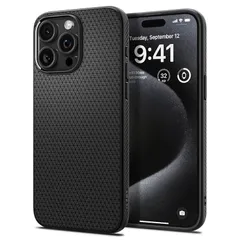 Spigen iPhone 15 Pro Max ケース マット ソフト 米軍MIL規格 耐衝撃 ワイヤレス充電 リキッド・エアー ACS06562 (マット・ブラック) 1