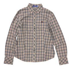 バーバリーブルーレーベル シャツ ブラウス 長袖 ノバチェック柄 ロゴ刺繍 38 バーバリーブルーレーベル BURBERRY BLUE LABEL ノバチェックシャツ