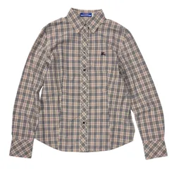 美品 BURBERRY BLUE LABEL バーバリーブルーレーベル ノバチェック 長袖 シャツ 38表記 M相当 レディース