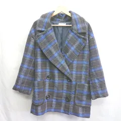 ◇ ⊇ THE SHOP TK MIXPICE チェック柄 長袖 コート サイズF ブルー ブラック レディース E  【1411280002223】