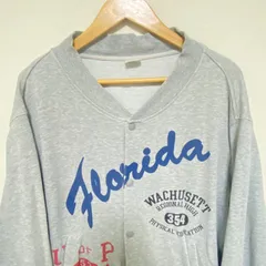 (^w^)b Chanpion チャンピオン スウェットスタジャン スタジアムジャンパー ブルゾン グレー系 灰 トラックジャケット ジャンパー  カレッジプリント ストリート スタジャン おしゃれ 春 秋 スナップ ボタン トップス メンズ サイズM