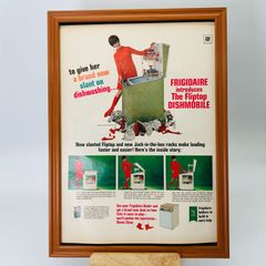 ビンテージ 広告　ポスター 　『 フリッジデール洗濯機FRIGIDAIRE 』 1960's　※当時物　アメリカ 輸入雑貨　ヴィンテージ　フレーム付　　アドバタイジング レトロ　 .( AZ1031 )