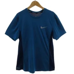 ナイキ NIKE Tシャツ ランニングウエア DRY-FIT ロゴプリント 半袖 メッシュ切替え ブルー系 青系 ネイビー 紺 S