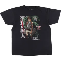 古着 ATTACK ON TITAN 進撃の巨人 リヴァイ兵長 アニメ キャラクタープリントTシャツ メンズL相当/eaa529648